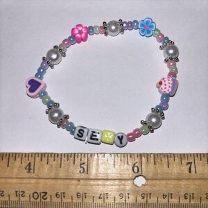 Multicolor “Sexy” Bracelet Adult Humor Beaded Handmade Naughty Accessories